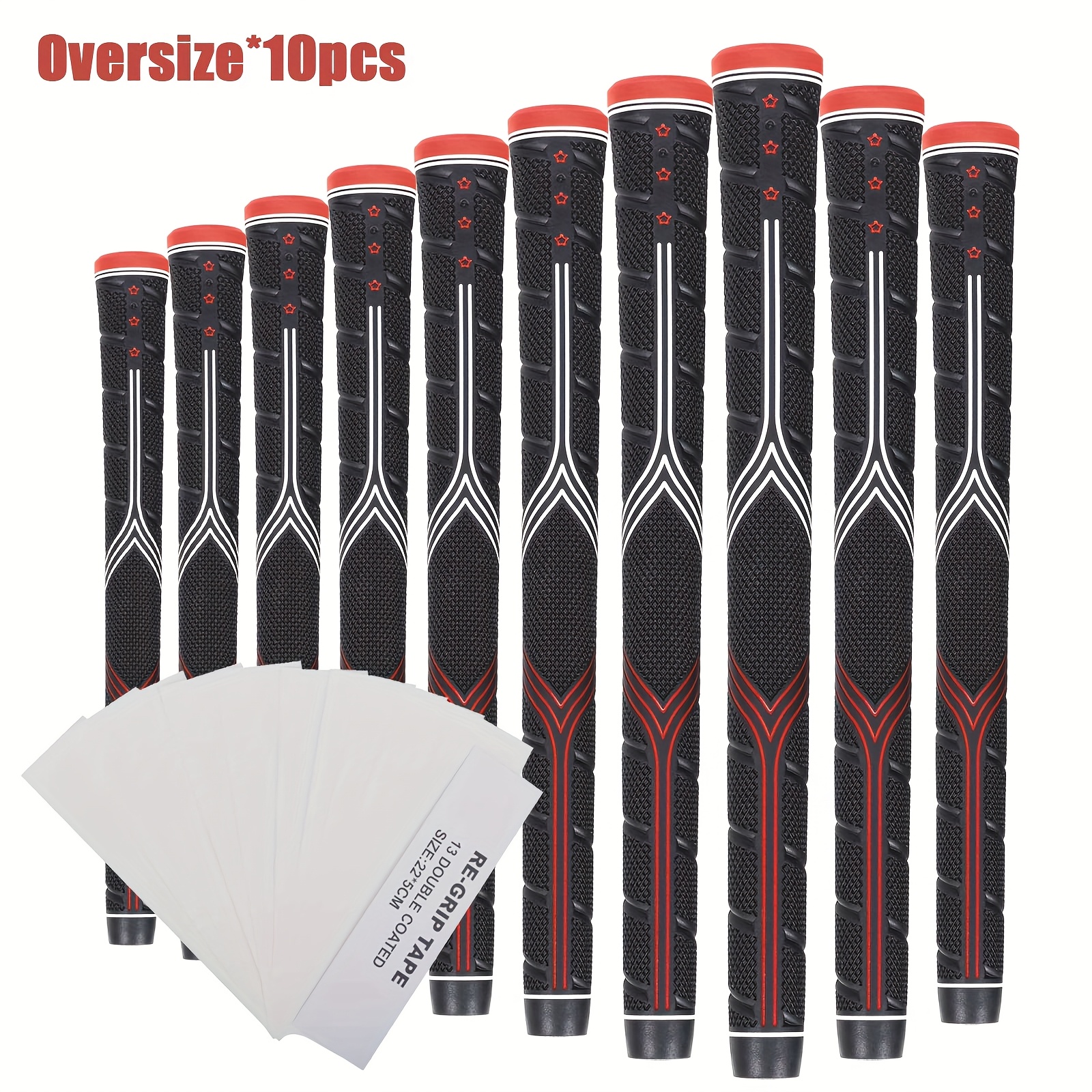 10 kosov Premium Golf Grip Črna Gumijasta Protizdrsna Standardna/Srednja/Prevelika 3-Size. Visokokakovosten Grip za Golf Palice z 13 Trakovi