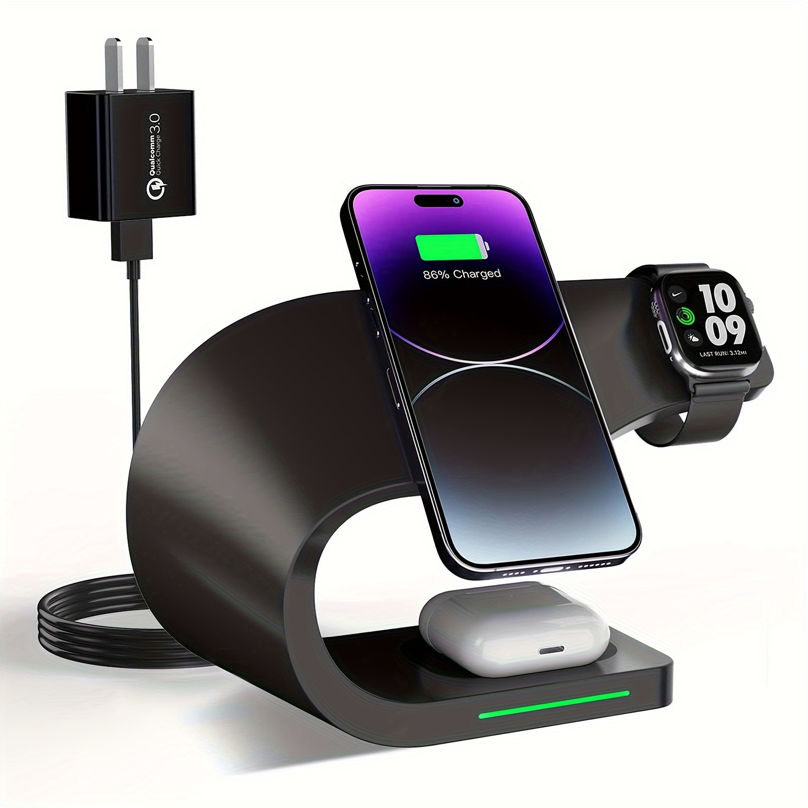 4 in 1 wireless charger magnetic wireless charging station for iphone 15 14 pro fast charging stand dock for watch 8 7 6 se 5 3 2 pro black details 0