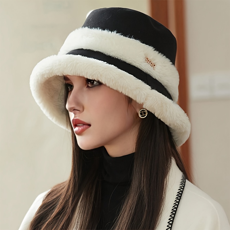 

Cozy Fleece-lined Bucket Hat For Women - , Warm & With Ear Protection - Winter Outdoor Activities