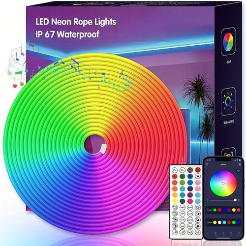 flexible neon led rope lights 20ft 33ft 50ft remote app control rgb multicolor for bedroom home christmas decor