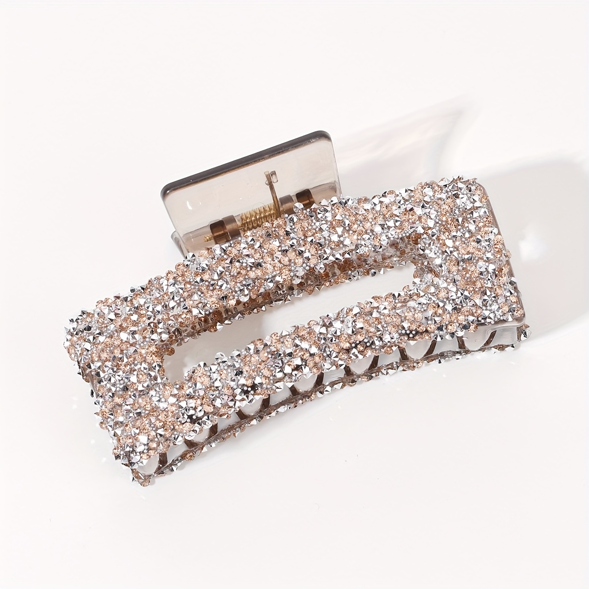 TEMU 1 pince à cheveux étincelante - Grande barrette strass pour femmes et ados 14 ans+, accessoire capillaire en plastique durable pour chignons,