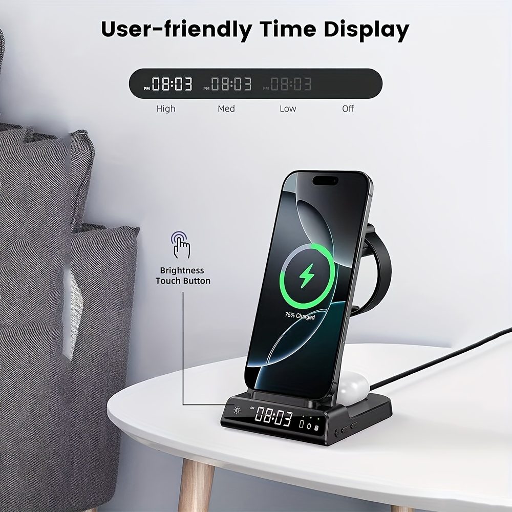in one charging station with a wake up timer function suitable for charging   devices such as phones watches and earphones details 3