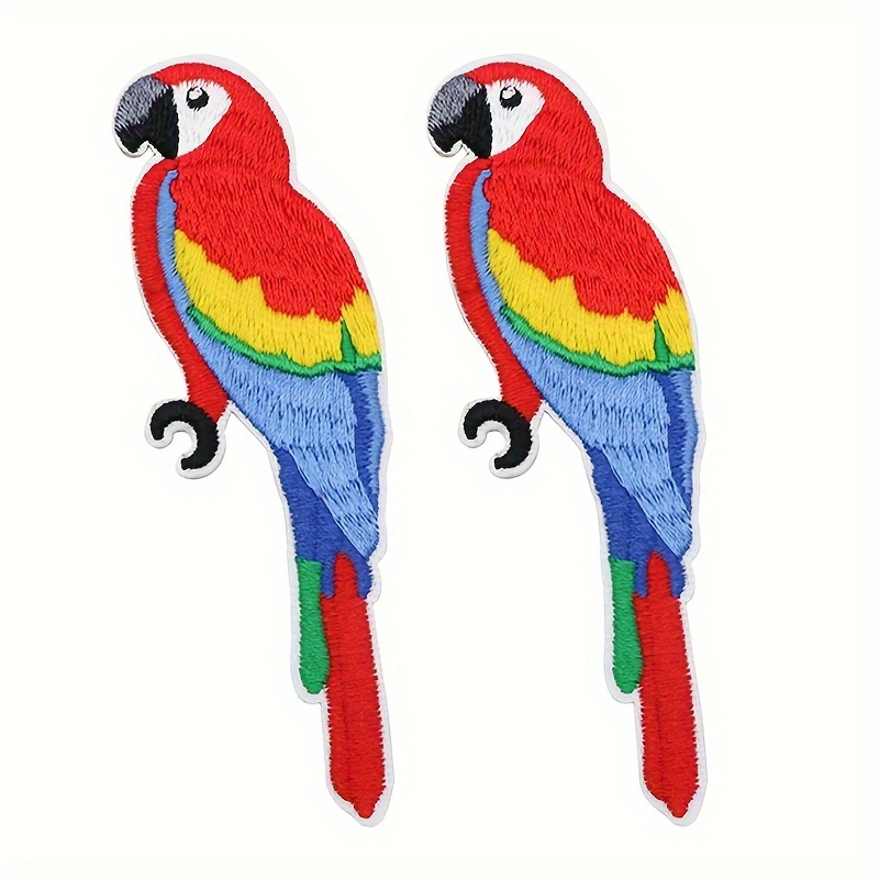 

2pcs, Embroidered Parrot Patches, Applique, Iron-on/sew-on, Accessory, Fabric Decoration For Shirts, Jackets, Bags