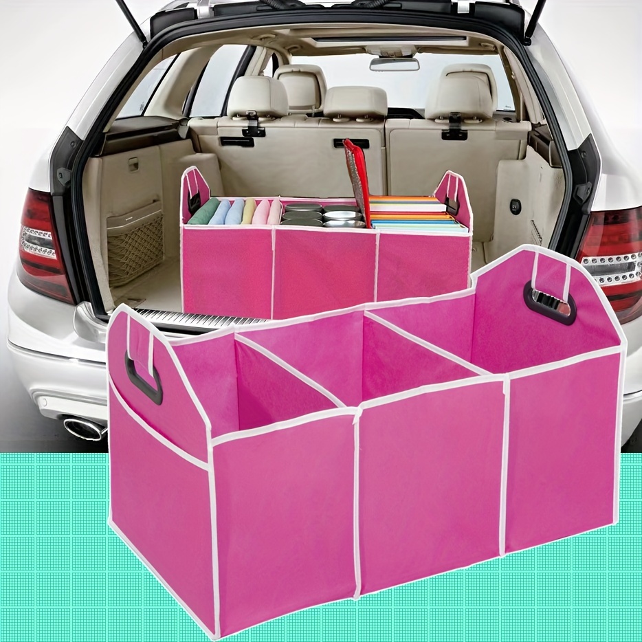 

Pink Non-woven Fabric Car Organizer With 3 Compartments - Fits Most Vehicles