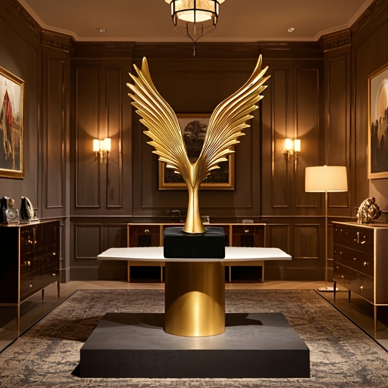 1pc Golden roc with Spread Wings Resin Statue, Modern Minimalist Abstract Desk Sculpture for Home, Office, Living Room, Bedroom, Indoor Decor, No Electricity Needed, Bookshelf Decoration