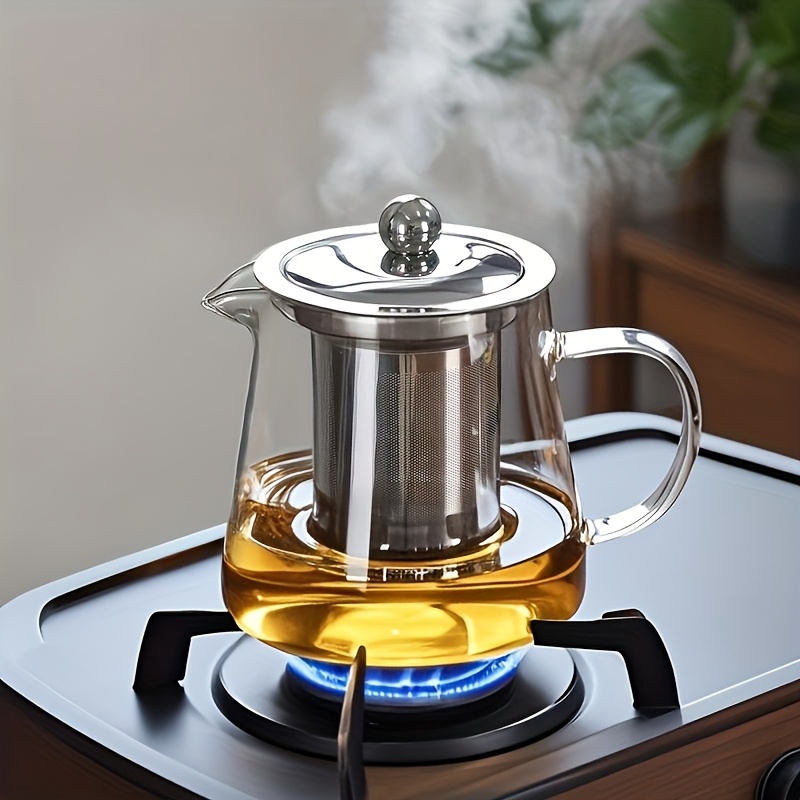 1 tetera de vidrio para bubble tea, separador de té y agua, taza de té resistente a altas temperaturas, juego de té engrosado, uso doméstico, hervidor de agua, tetera individual para preparar té, capacidad seleccionable
