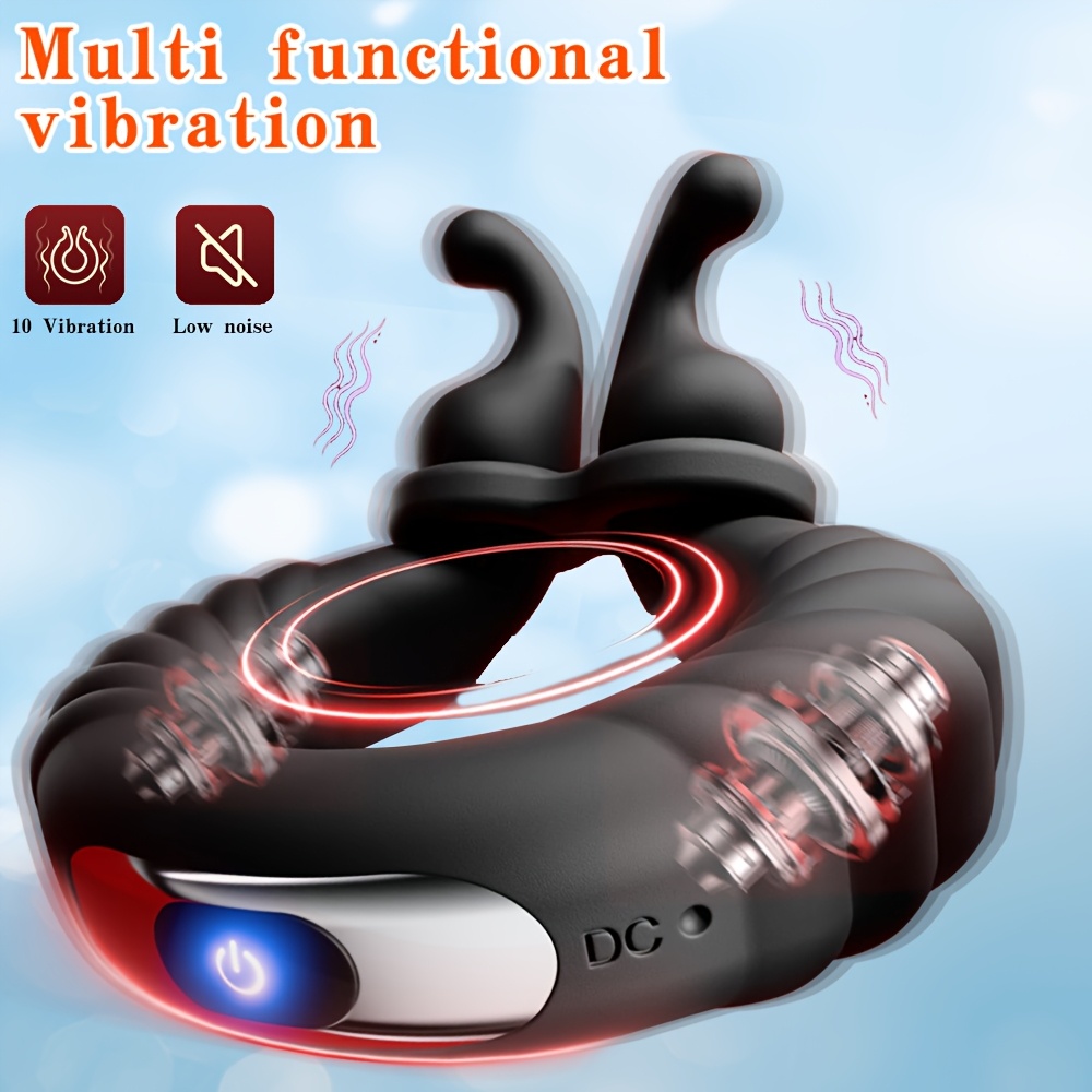 Male Adult Toy Vibration Ring | 10 Vibration Modes, Buckle-Attached, G-Spot Stimulation, Multi-Frequency, Rechargeable Battery-Powered, Couple Fun Toy