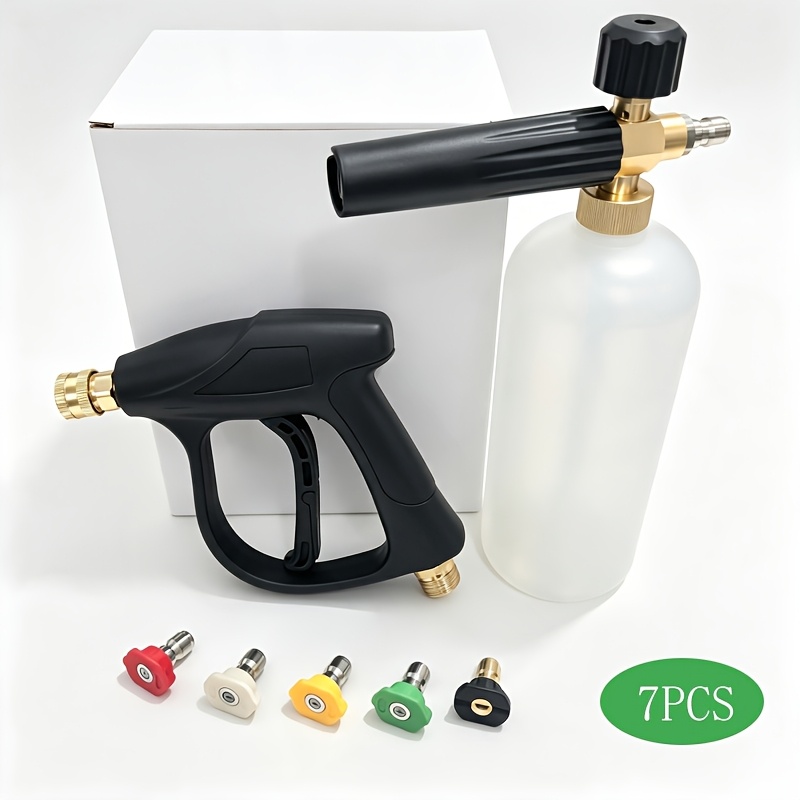 TEMU 6pcs (5 Spray Nozzles+1 Water Gun) / 7pcs (5 Spray Nozzles+1 Water Gun+1l Snow Foam) Pressure Washer Gun Foam Lance, 1l Snow Foam Gun With 5