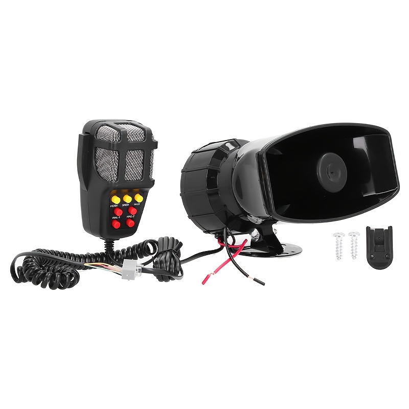 Image of 1pc Drimore 12v/24v/36v Compatible Car Alarm Horn With Microphone - Loud Emergency Siren, Hard-wired Vehicle Alarm System Suitable For Trucks, Cars, Motorcycles, Boats ()