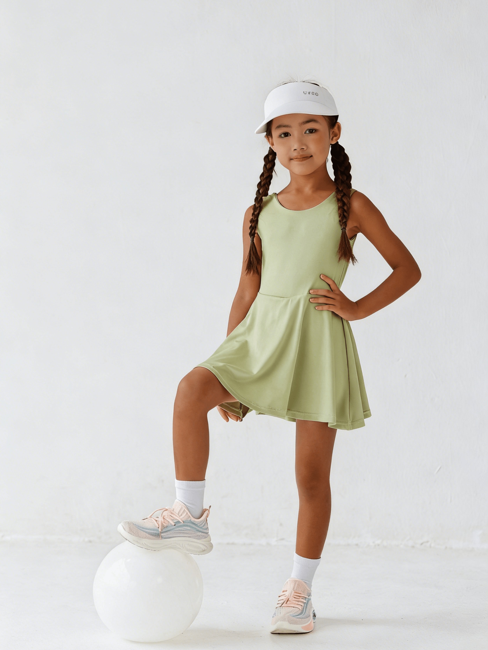 toddler athletic dress with shorts Chictry Kids Girls Golf Tennis Dress with Shorts Outfit Solid Color  Sleeveless Sports Dress Pink 14