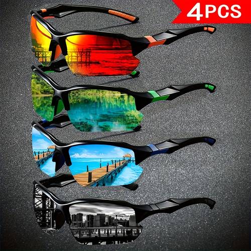 óculos masculinos semi-sem- envolvente, lentes tac, de pc, revestimento multicolorido