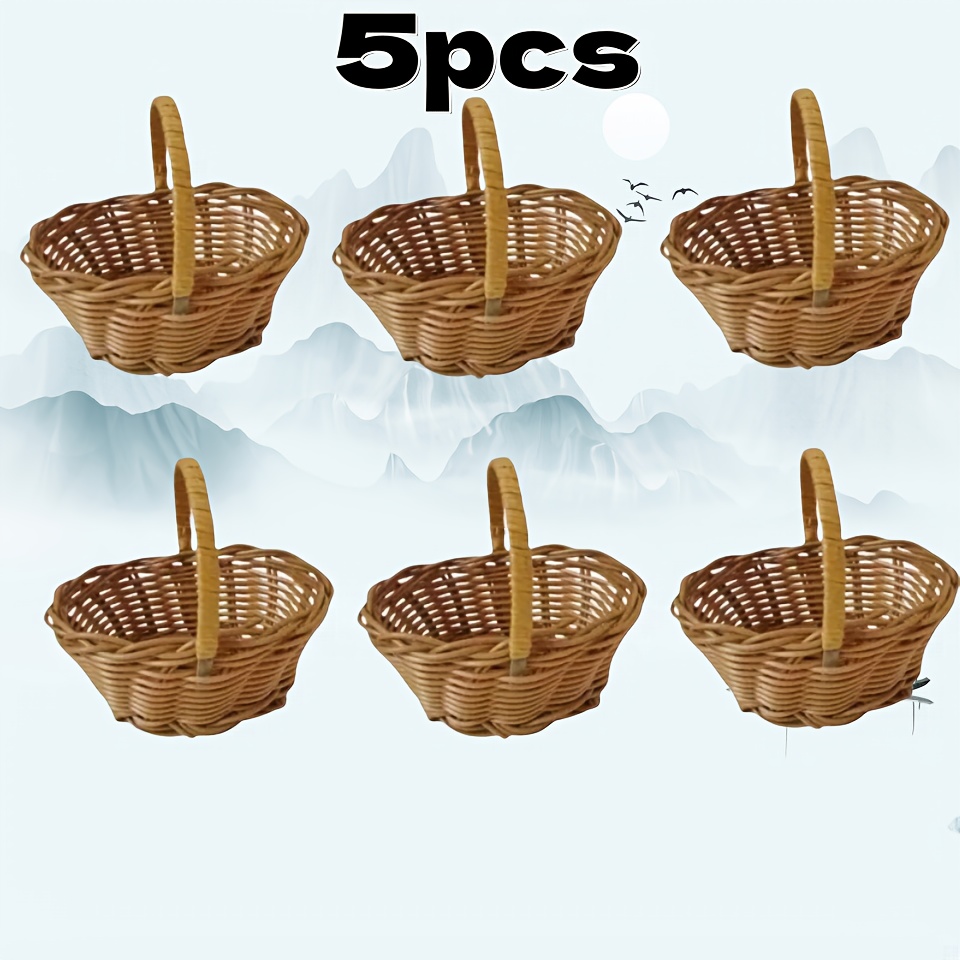 5pcs classic mini woven basket a decorative basket suitable for outdoor use suitable for easter candy gifts weddings furniture decoration party supplies 0