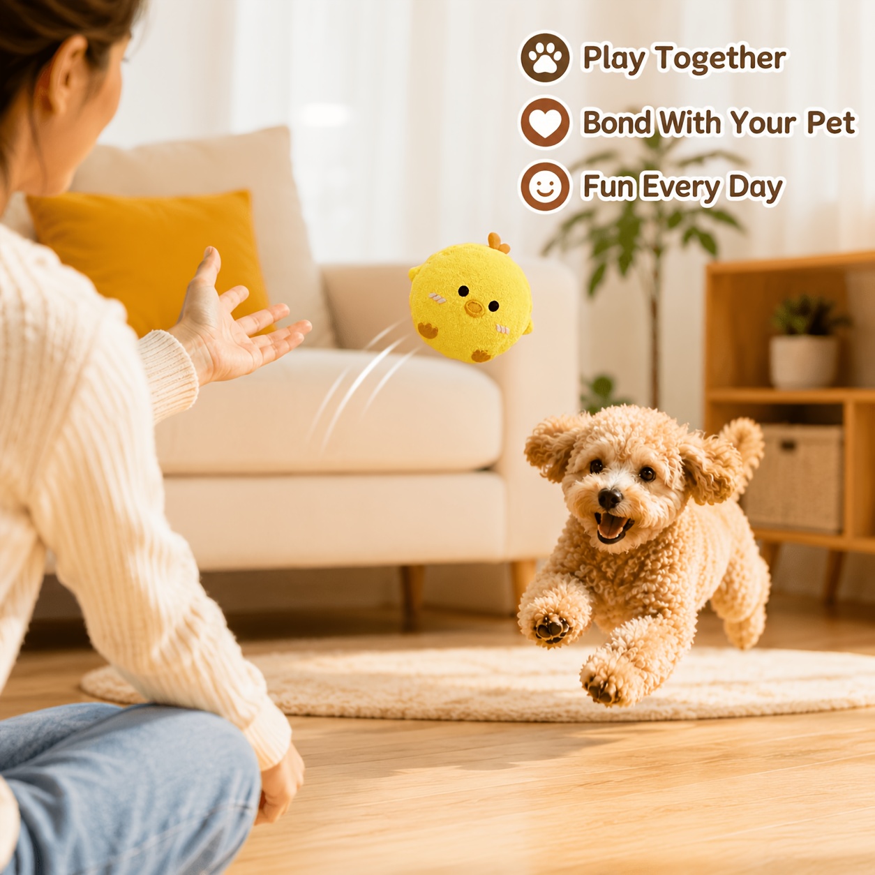 Interactive Sound-Making Yellow Chick Bouncing Ball for Cats & Dogs