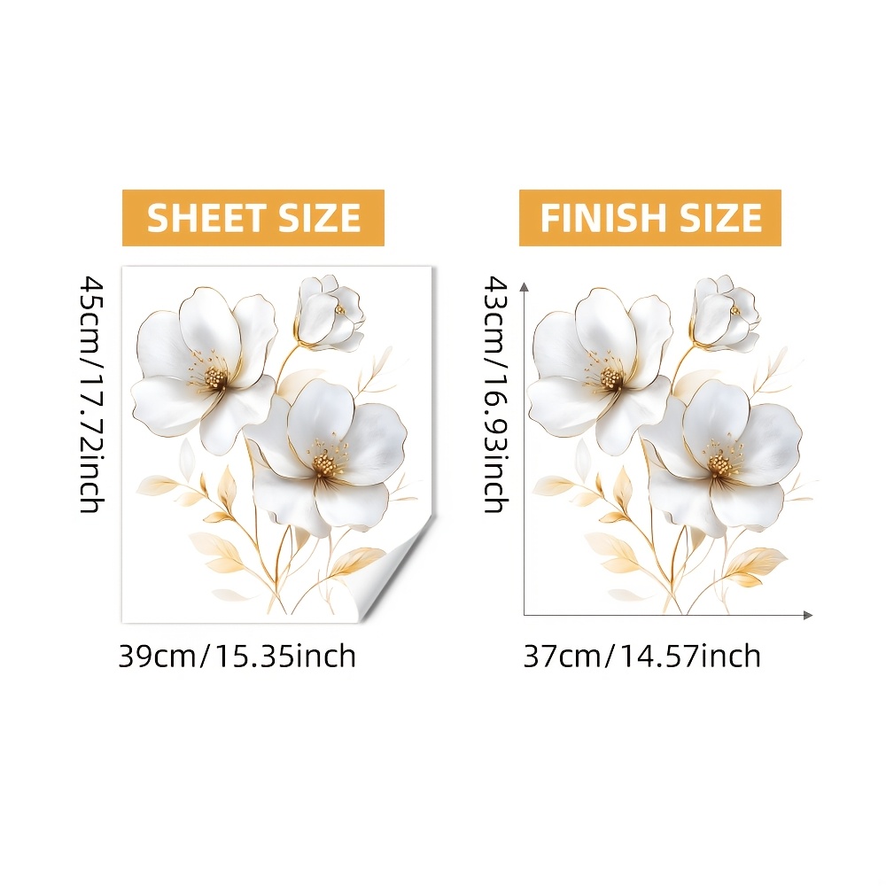 Splazign , Metallic Large Floral Pattern Wall Sticker, Home Decoration For Living Room, Bedroom, Dining Room, Study, And Entryway Wall , Pvc Material Self-adhesive , Size 15.3*17.7 Inches