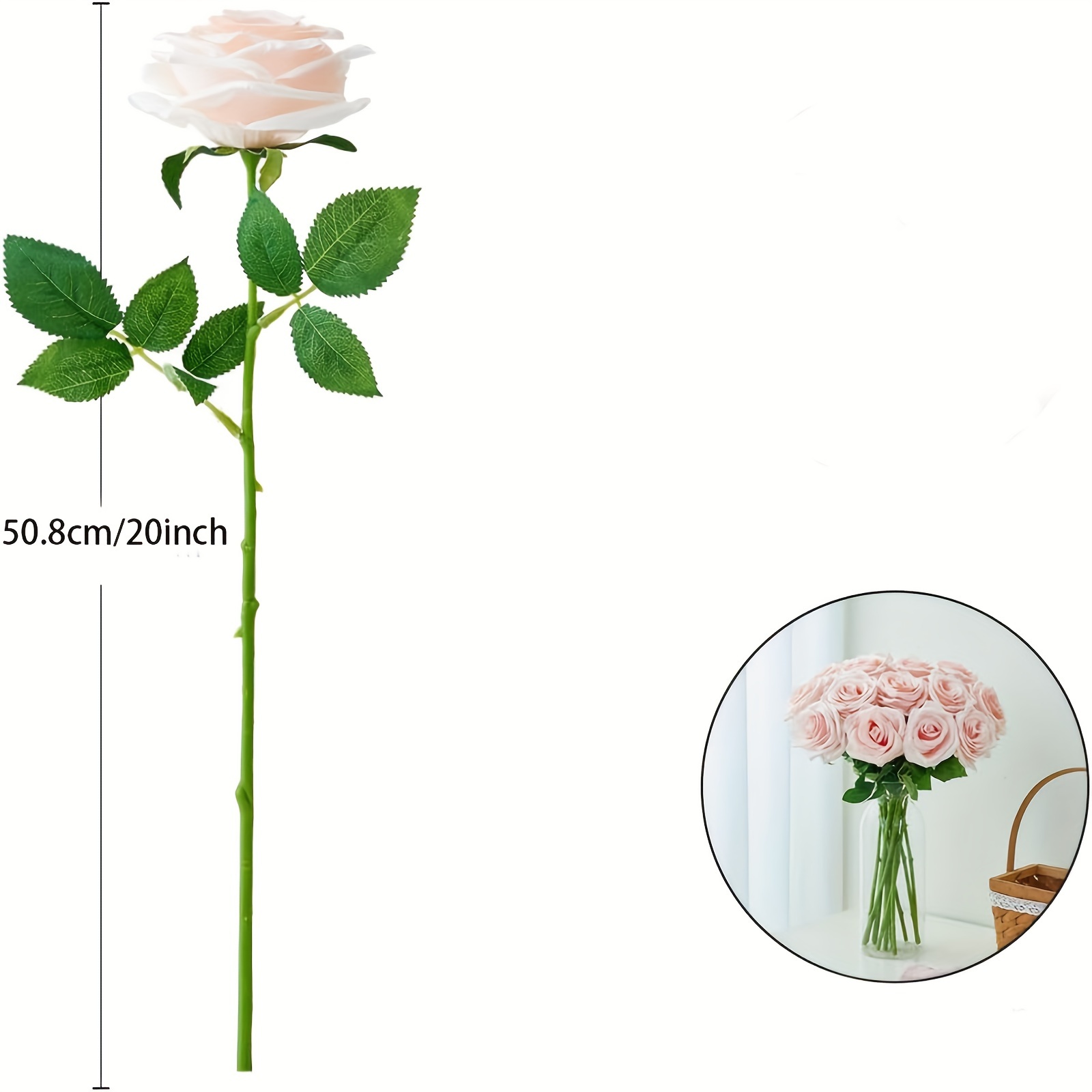 TEMU 30pcs Premium Artificial Flowers Real Looking Silk Rose Fake Flowers Home Decorations For Bridal Wedding Bouquet Birthday Bunch Hotel Party