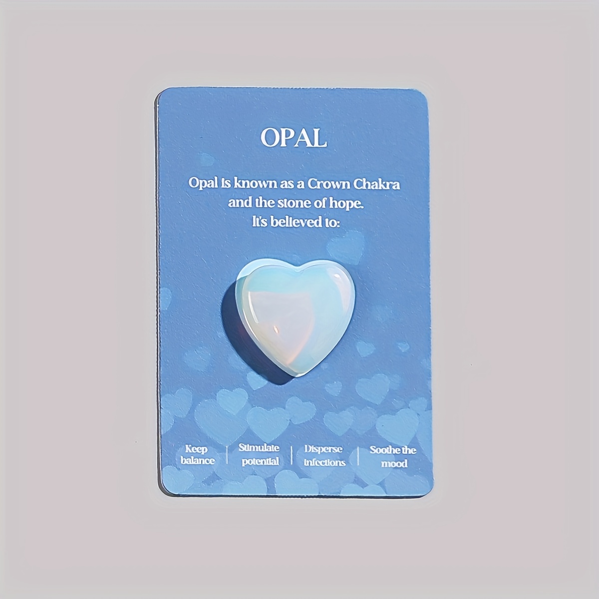 Natural Clear Quartz Crystal Heart Stone with Card