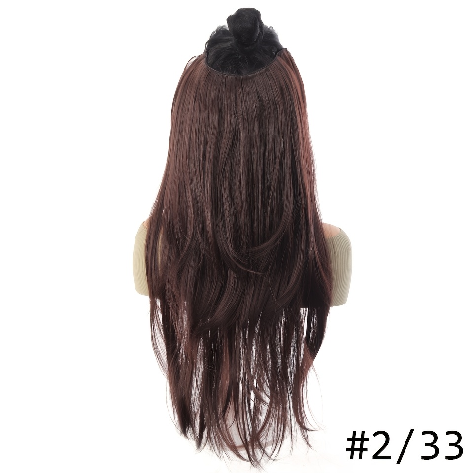 TEMU Synthetic Long With Layers Straight Hair For Women Heat Resistant Fiber Update Materical V-type Inner-buckle Hair Extensions Daily Party
