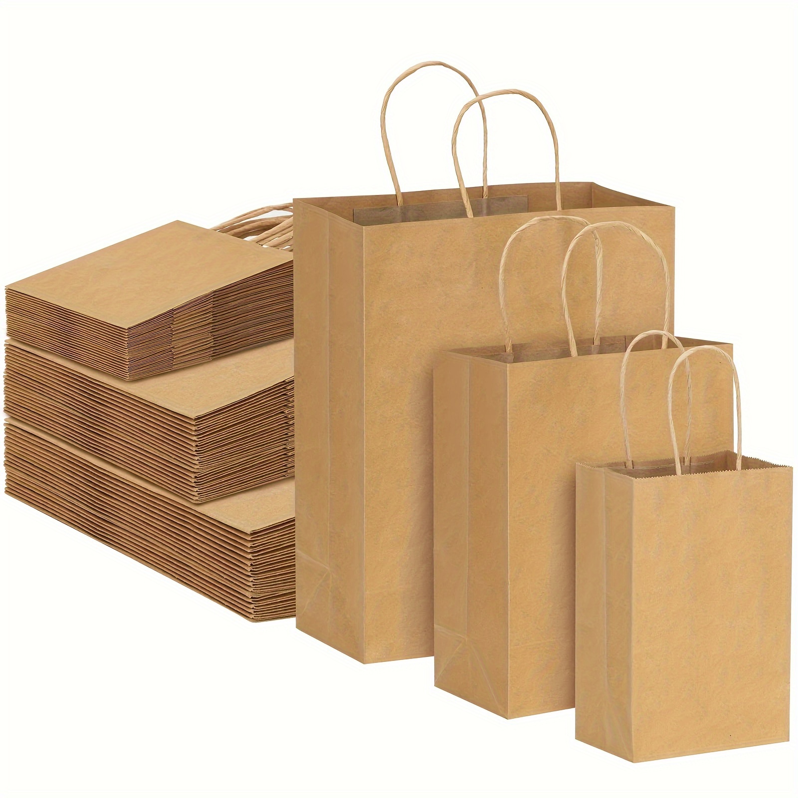 

180pcs Brown Paper Bags With Handles, 60 Per Size Gift Bags Bulk, Assorted Size Paper Bags For Business, Shopping Bags, Retail Bags, Merchandise Bags, 8/10/12.6in, For Day And Wedding, Gift Wrapping