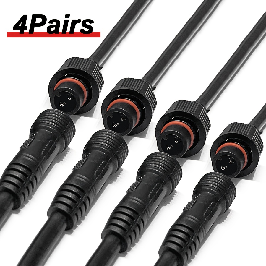 TEMU 4 Paires de connecteurs LED et 16AWG avec connecteurs à 2 broches, câble d'extension de 20CM pour voiture, camion, bateau, bandes lumineuses LED