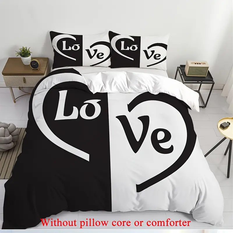 2 3pcs 1 duvet cover 1 2 pillowcase without core valentines day couple gifts print soft comfortable bedding set for bedroom dorm room family gift Product details 3
