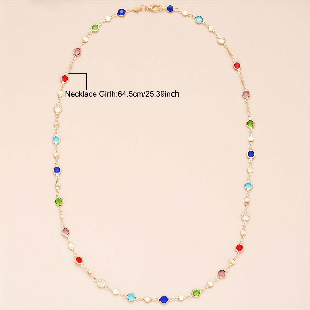 Colorful Rhinestone Necklace for Women, Vacation Style Accessory
