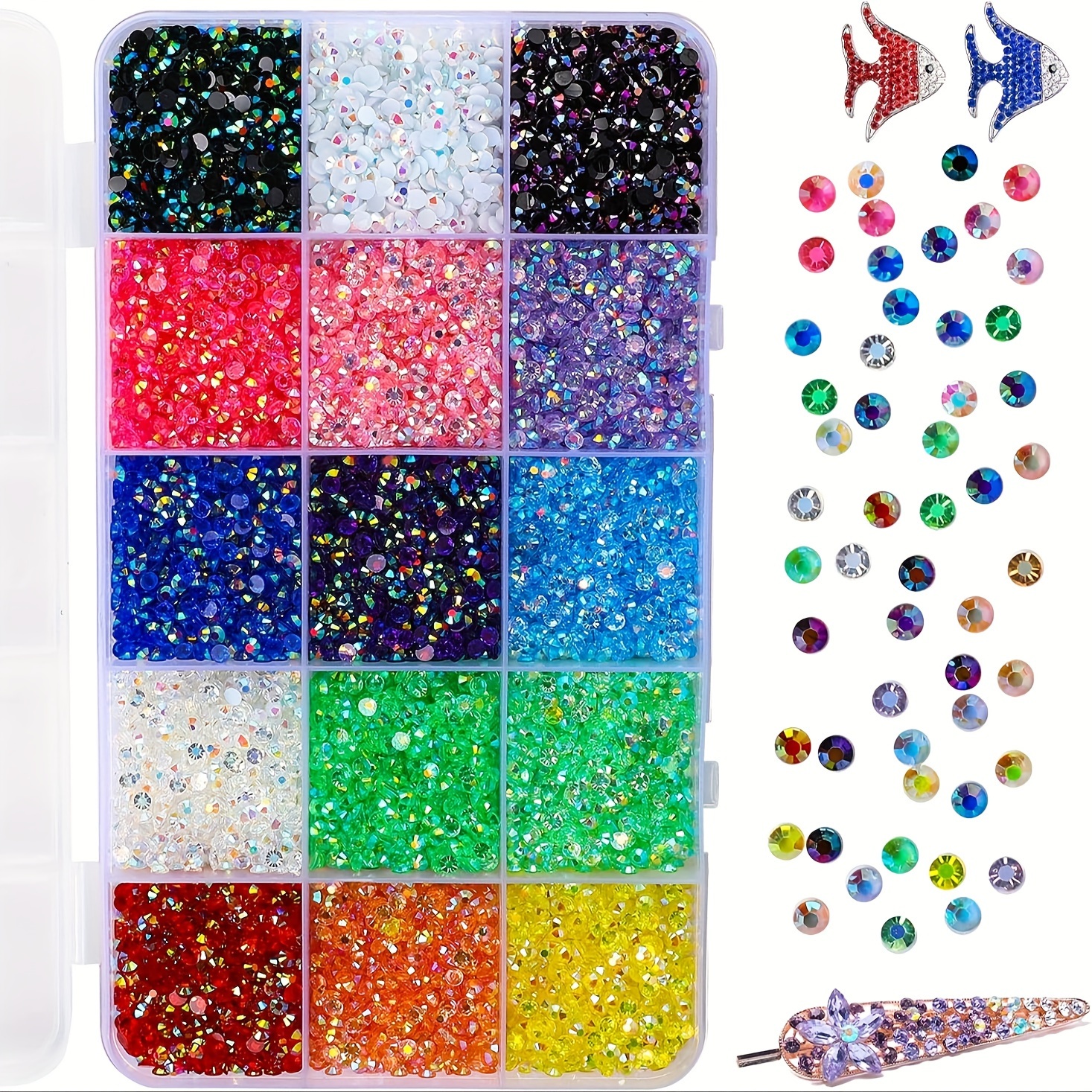 

11000pcs Resin Rhinestones, 3mm Jelly Color Gems, Rainbow Nail Art Decorations, Multi-color Gemstones For Diy Makeup And Nail Artistry (15 Assorted Colors)