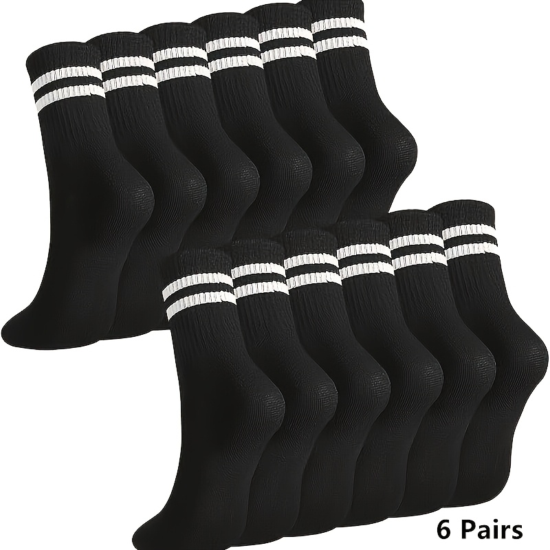 6 Pairs Ladies Socks Sports Gym Leisure Crop Socks Black Ankle Liners Socks Multipack For Men&women