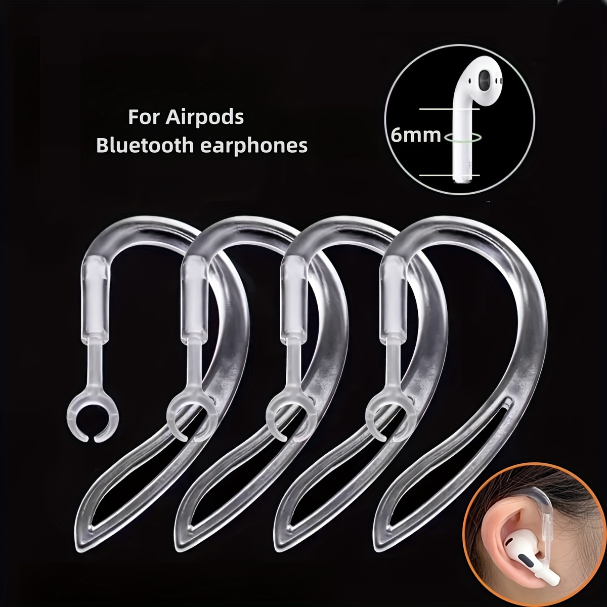 Image of 2pcs-4pcs Transparent Earphone Anti-loss Ear Hook Suitable For Headphones For Airpods Ear Hook Ear Hook Accessory Card Ear Cap Ear Sleeve