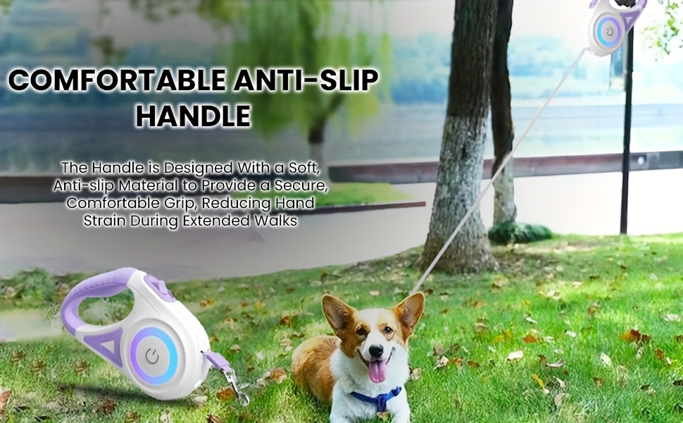 16ft 5m Retractable Dog Leash with LED Flash Light - 6 Color Streamer Conversion, Durable ABS Material, Battery-Powered for Nighttime Walks, Purple&Orange Options, Outdoor Pet Accessory | Sleek Pet Leash | Ergonomic Design, Leash for Dogs