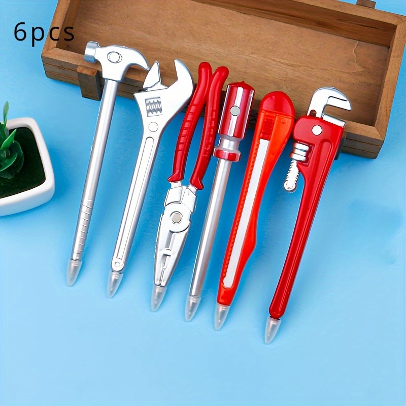 

6pcs Hardware Tool Design Ballpoint Pen/creative Stationery Gift Pen/cartoon Wrench Pliers Screwdriver Hammer Pen