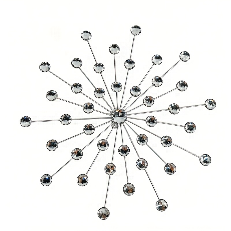 TEMU [2d Flat] 1 Set Of Silvery Metal Gemstone Wall Art Shiny Decor Rhinestone Wall Hanging Diamond Decoration