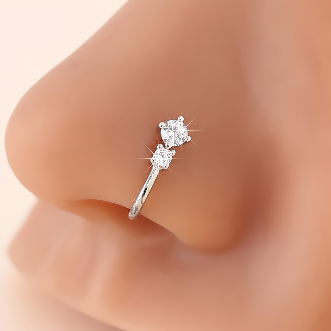 TEMU Pinza nasal de U, 1 pieza, pinza nasal tipo piercing de , aro nasal sin perforación para mujer, elegante para uso diario y joyería de