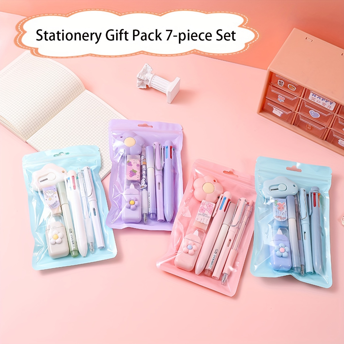 

7pcs Cute Stationery Set Gift Bag For Students, Back-to-school And Graduation Gifts, Study Stationery, Souvenirs And Prizes - , Other Plastic Materials