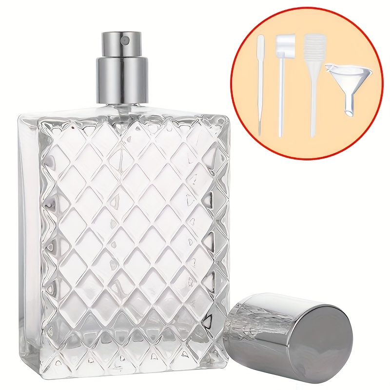 TEMU 100ml, 1pc Glass Spray Bottle, Suitable For Essential Oils, Perfumes, Empty Transparent Spray Bottle, With Silvery Aluminum Sprayer, Including 1