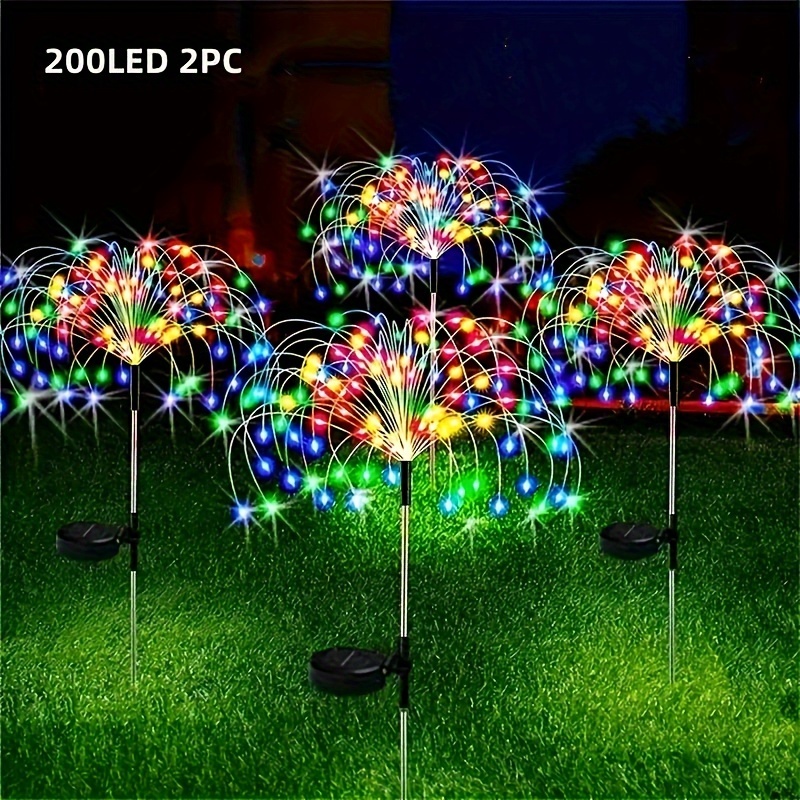 

Outdoor , 2 Pack 90 Led Copper Wire Waterproof Garden Fireworks Lamp 8 Modes Decorative Sparkles Stake Landscape Light For Pathway Lawn Decor (colorful)