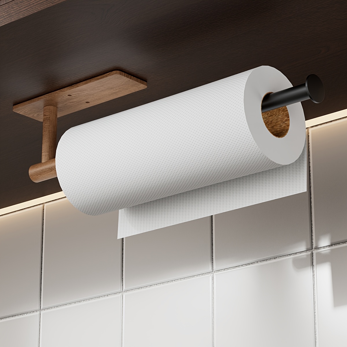 1pc tissue and towel holder wall mount plastic and iron storage rack for bathroom and kitchen self     and storage accessories Product details 8