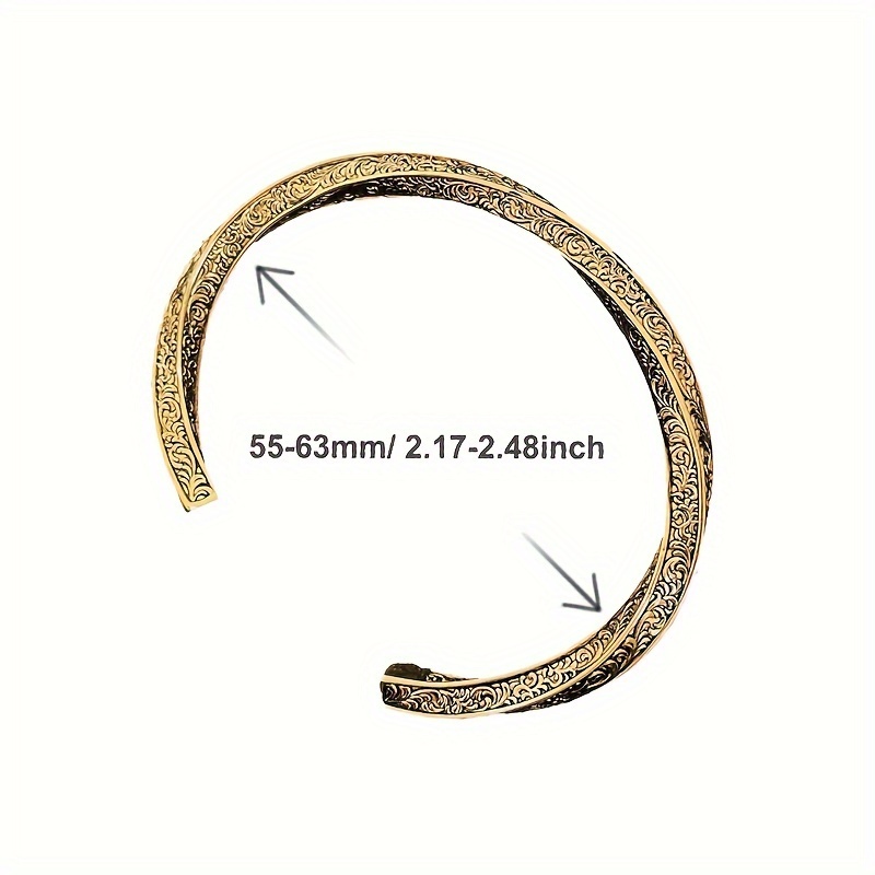 Chinese Style Copper Cuff Bracelet Floral Pattern Bangle