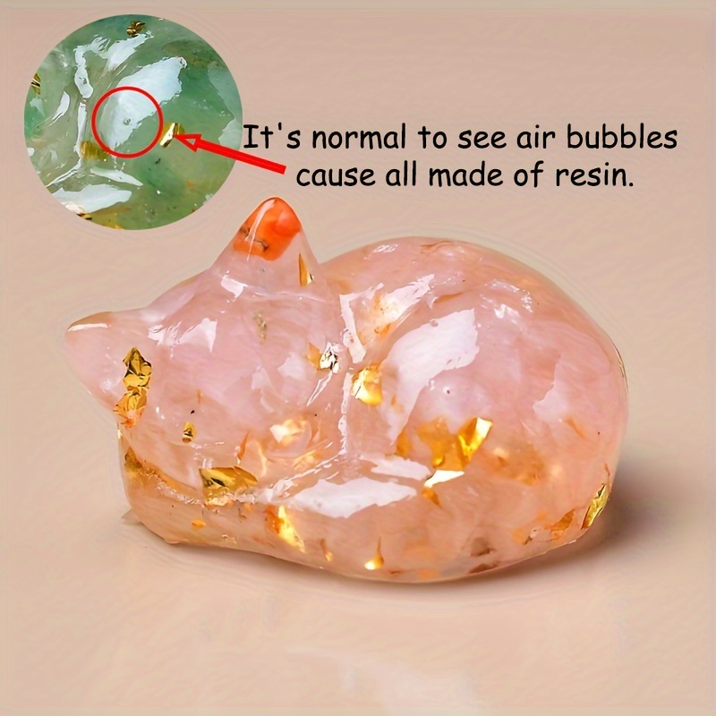 TEMU 1pc Crystal Resin Sleeping Cat Ornament - Durable & Sparkling Home Decor - Perfect Gift For Pet Lovers & Special Occasions Normal For Resin
