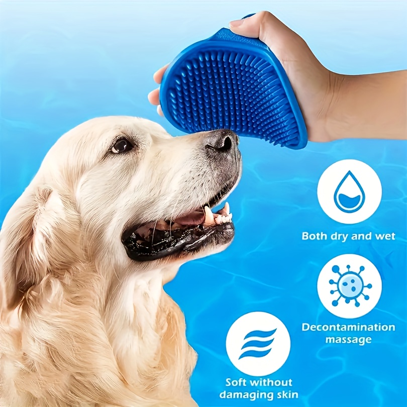 pet bathing brush massage gloves adjustable circular handle non   soft bristles for   grooming shampooing massaging ideal for bathing Product details 5