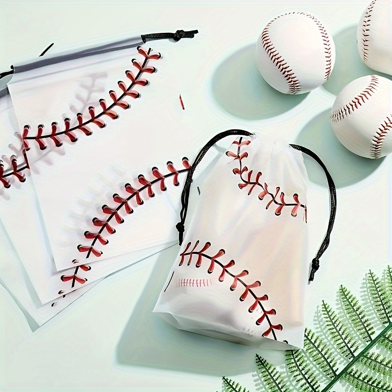 

10/20 Pcs Mini Baseball Pattern Drawstring Storage Pouches, Lightweight Versatile Carry All Bags For Women