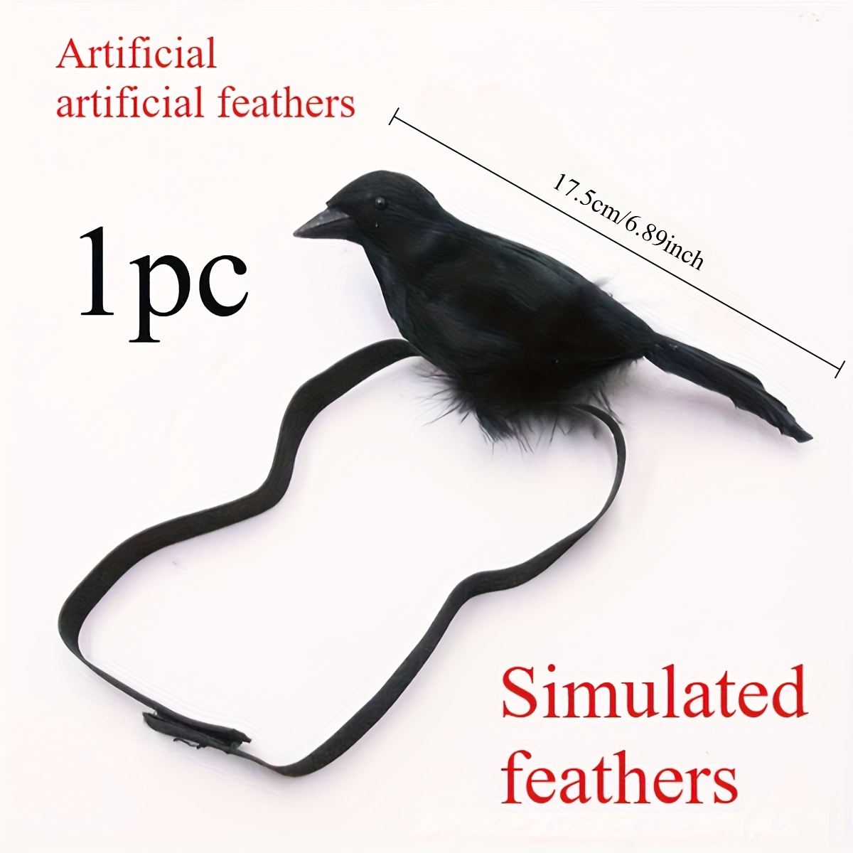 Realistic Crow Shoulder Prop - Gothic Feather Costume Accessory For Halloween, Role-playing, Party Decoration, Black With , Ideal For Themed Events