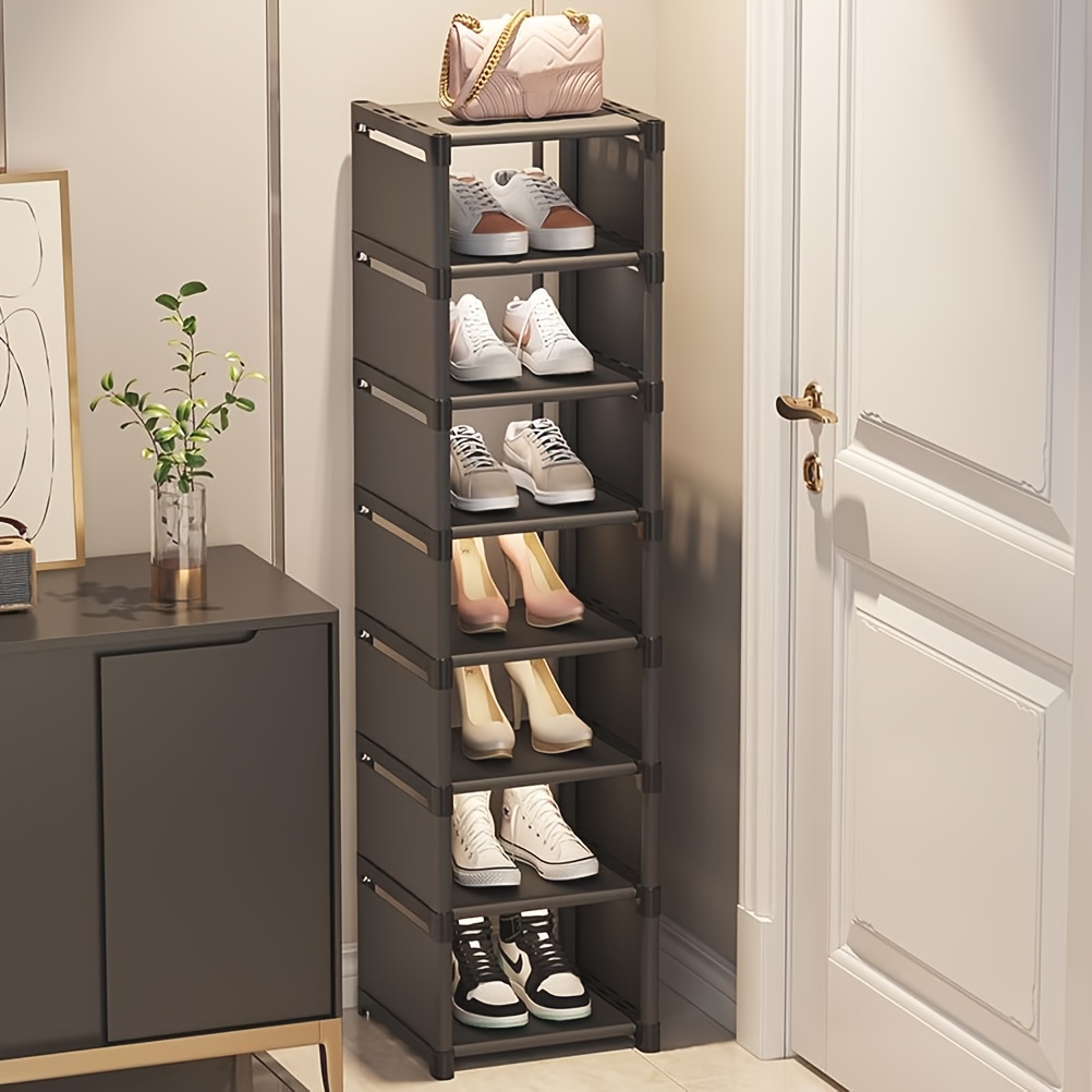 

Space-saving 7/8 Tier Shoe Rack - Sleek Black & White, Freestanding Corner Organizer For Entryway, Living Room, Bedroom