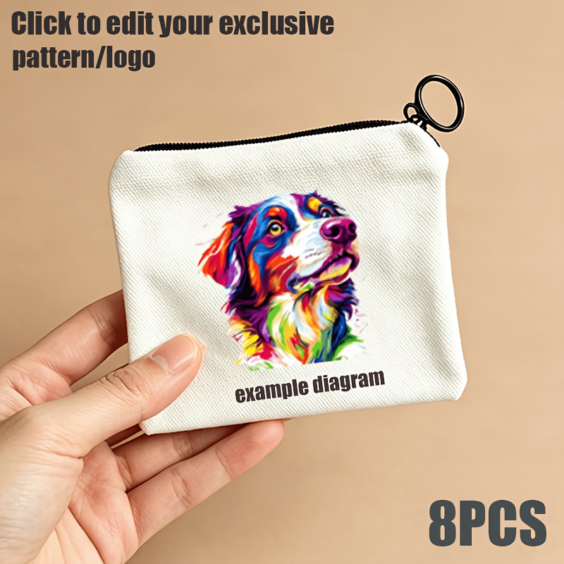 TEMU Cadeau pour elle/lui 8pcs Sacs cadeaux à fermeture éclair à motif personnalisé, Sac à toilette en tissu à logo/motif personnalisé Organisateur
