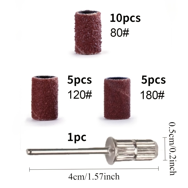 TEMU 21pcs Set (20pcs Sanding Heads And 1pc Drill Bit) Durable Electric Nail Machine Additions, Multi-functional Nail And Foot Grooming Tools,