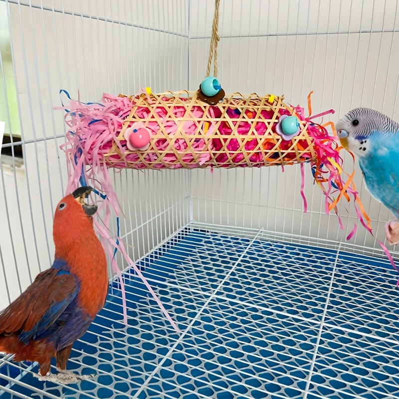 Image of Parrot Paper Shredding Toy, Bird Toy, Parrot Toy, Parrot Stress, With Colored Paper Colored Beads Colored Flowers, Durable Chewing And Tearing Entertainment Toy, Small Bird Stress Relief