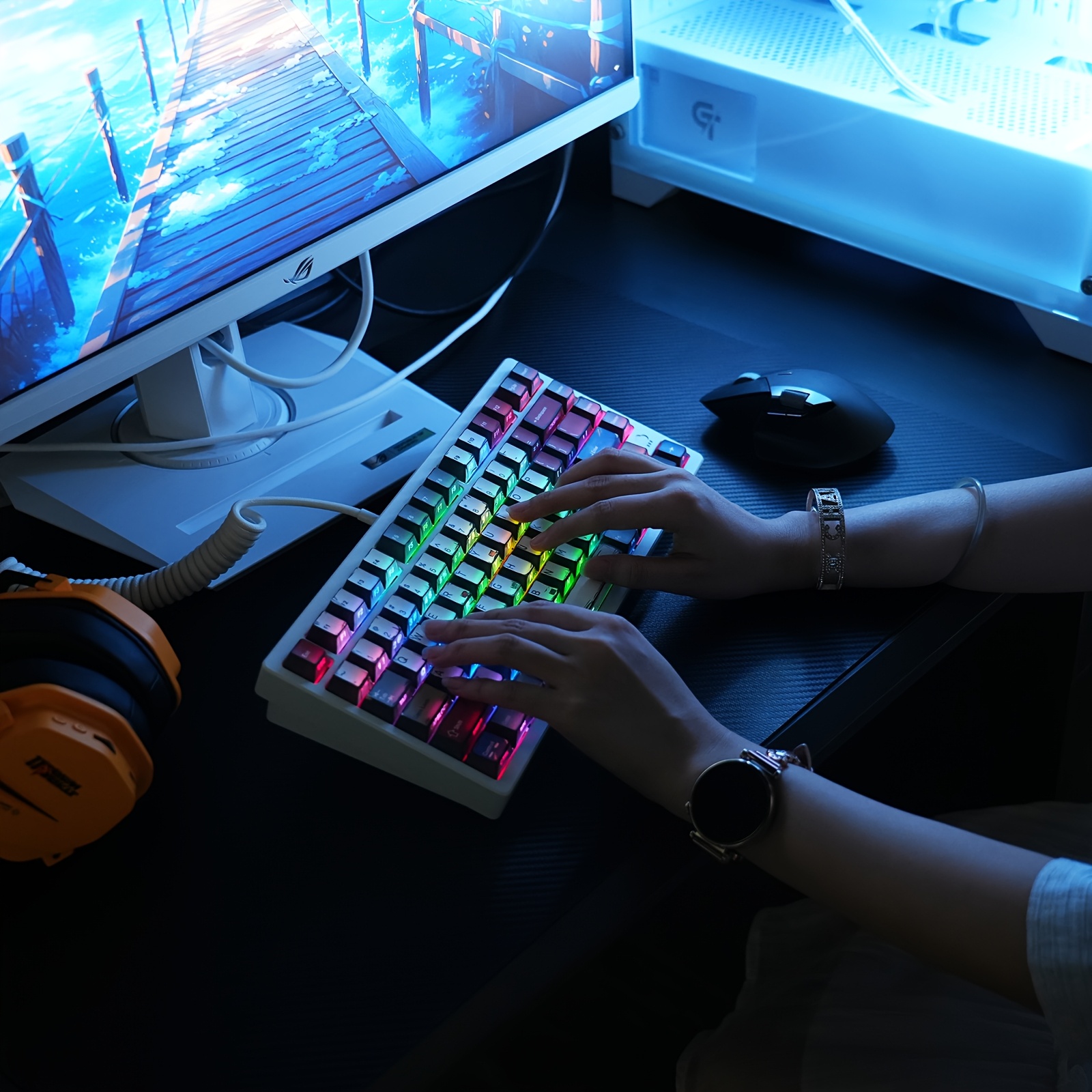 TEMU Keycaps Feature A Japanese Manga Style With Colorful Designs And Translucent Side Engravings. Made From High-quality Pbt Material, A Five-sided
