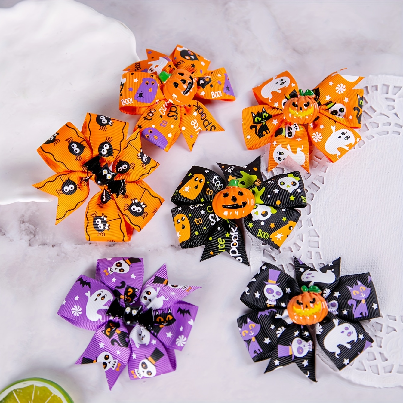 

6pcs/set Halloween Hair Clip Set, Cute And Funny Bow Hair Accessories For Women, Pumpkin, Bat, , Spider, And , Perfect For Costume Party