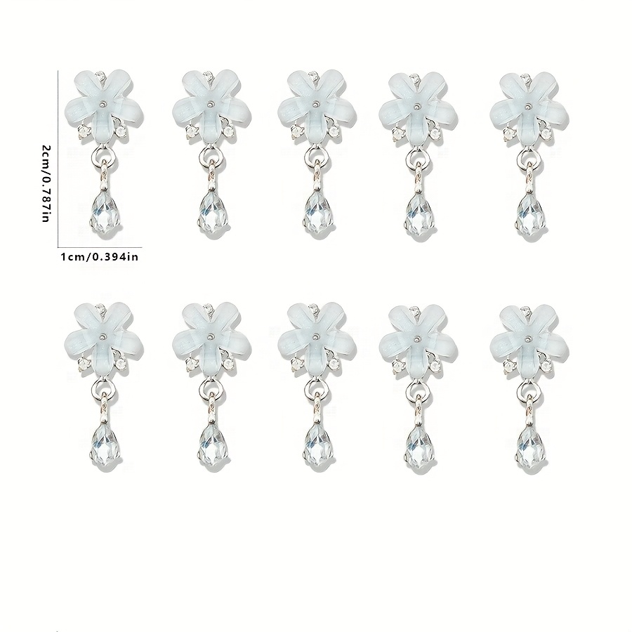 Image of 10pcs Fingertip Flashing Glazed Tassel Flower Nail Art Jewelry Nail Piece Decoration Nail Art