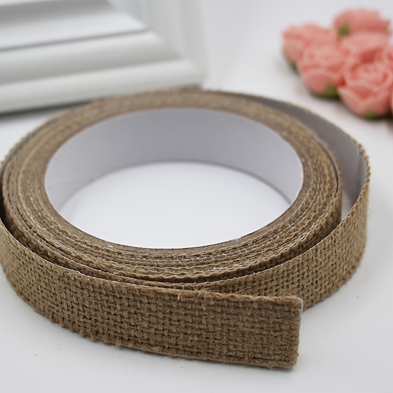 TEMU 1pc Jute Self-adhesive Tape, 0.59" X 6.56 Feet - High-quality Hemp Ribbon Trim For Crafts And Decor
