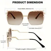oversized square sunglasses for women luxury faux pearl design gradient sun shades for vacation beach party details 4